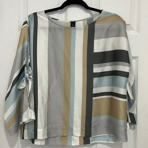 sage and blues tie sleeve silky top
